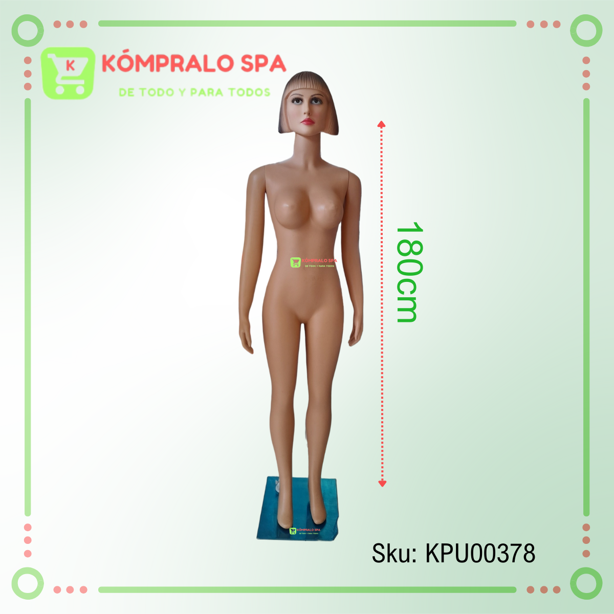 40 Maniquí Cuerpo Entero Dama Con Cabello Cleopatra Plástico Beige - Imagen 2