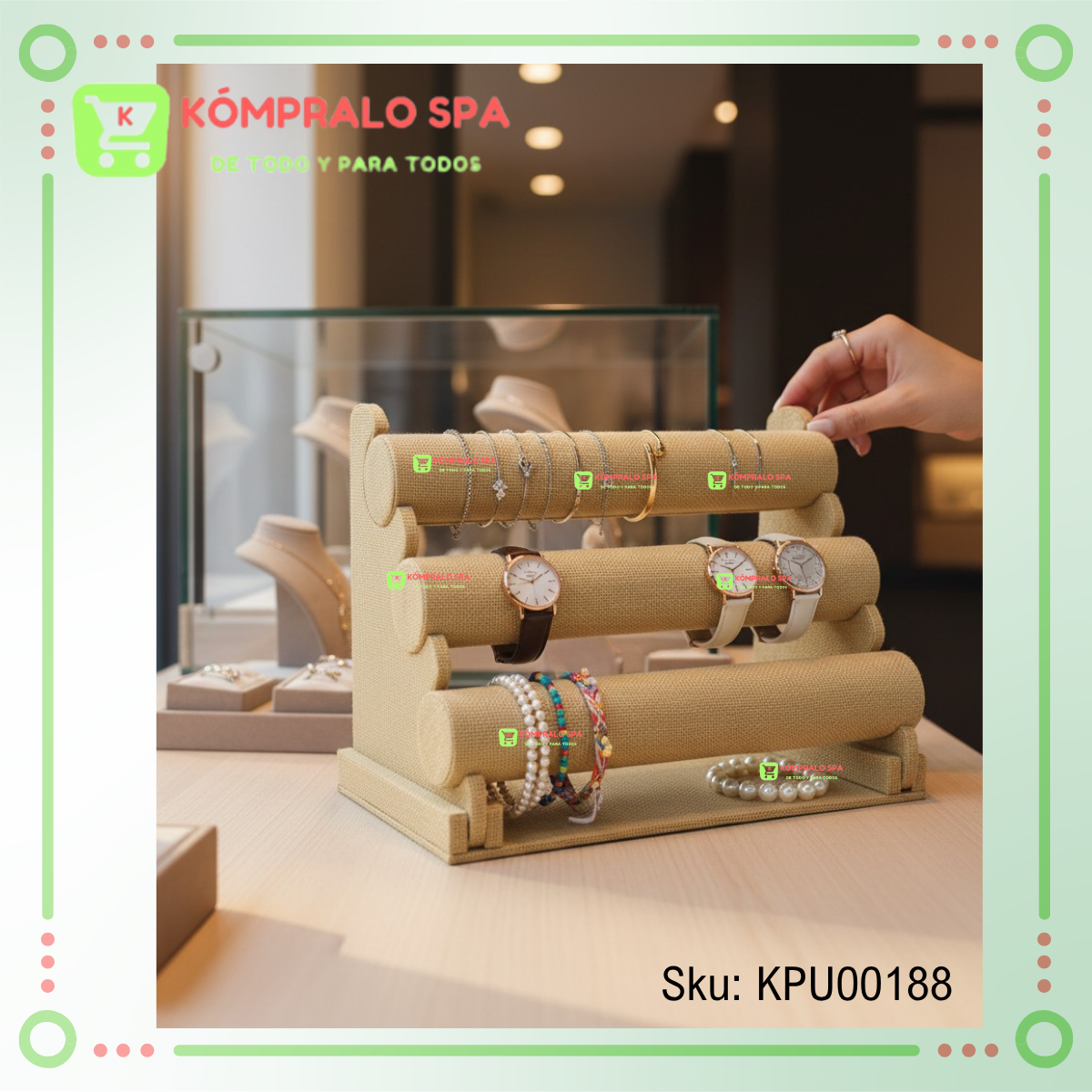 195 Exhibidor De Pulseras Relojes Crudo Tipo Saco Desmontable 3 Niveles - Imagen 4