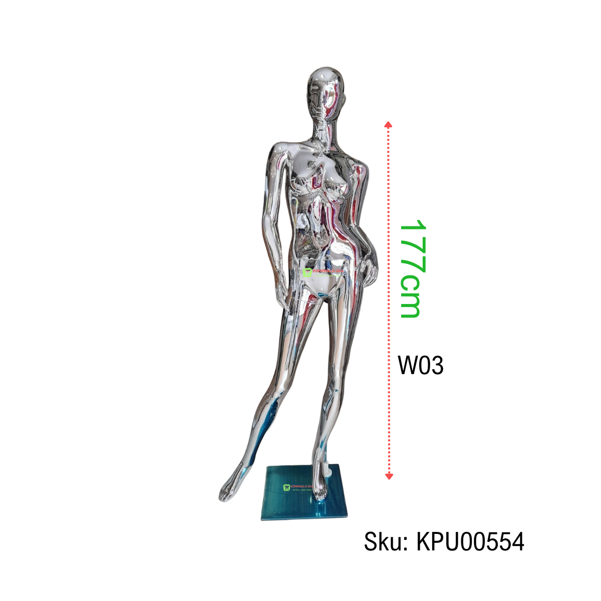 400 Maniqui Cuerpo Entero Dama Plastico Metalizado Plateado W03 - Imagen 1