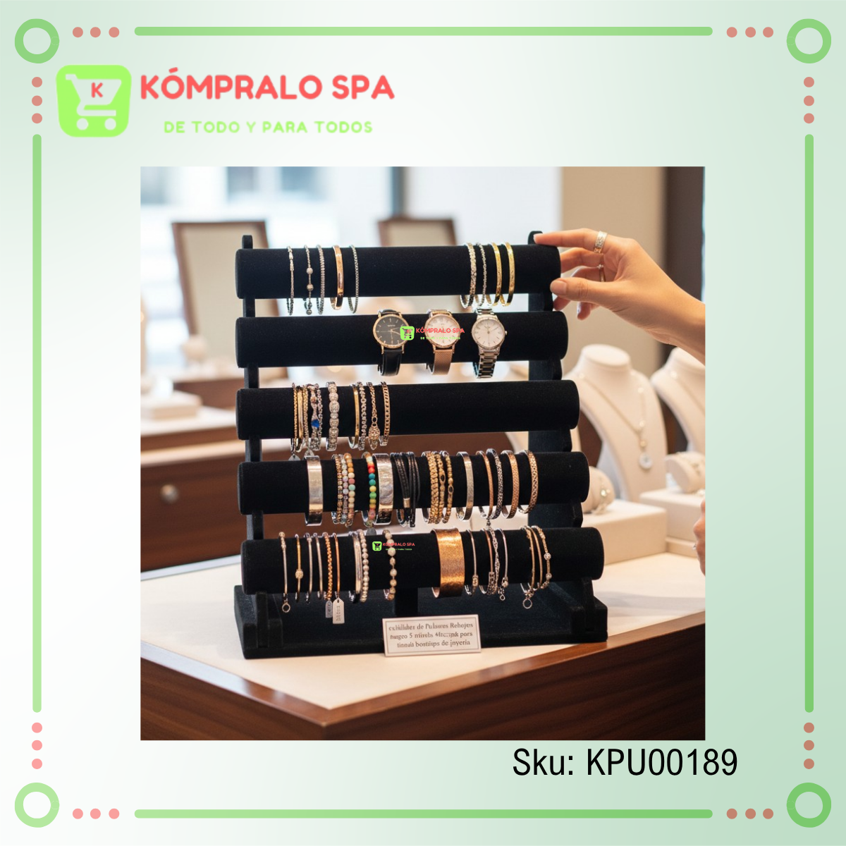 485 Exhibidor Pulseras Relojes Terciopelo Negro Desmontable 5 Niveles - Imagen 6