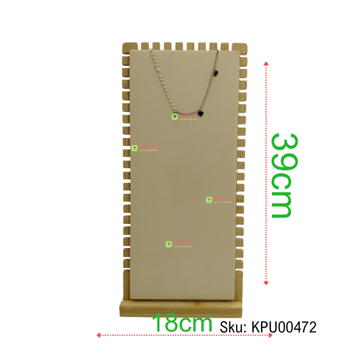 65 Exhibidor De Collar Madera 20 Niveles Terciopelo Beige 39cm ZNG - Imagen 1