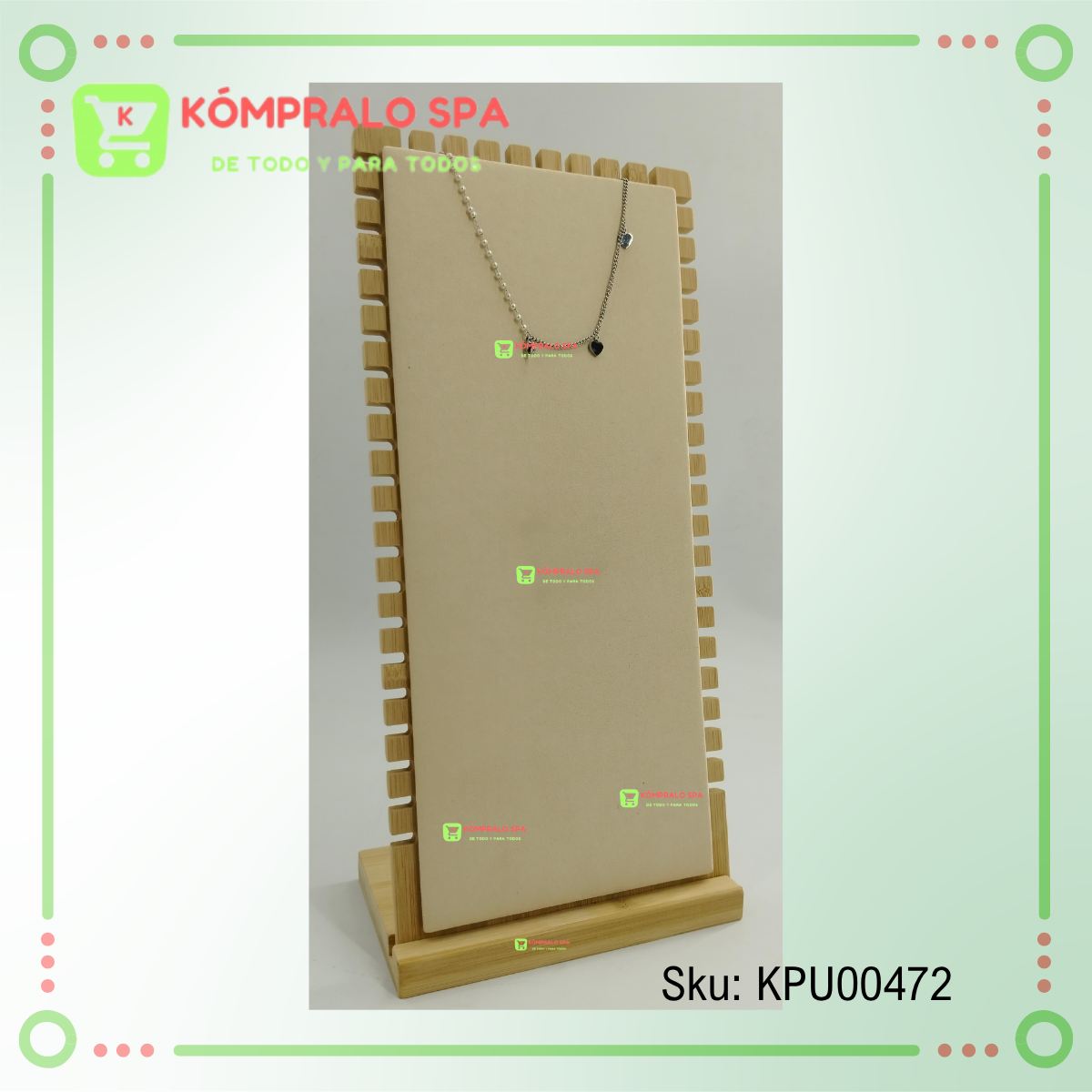 67 Exhibidor De Collar Madera 20 Niveles Terciopelo Beige 39cm ZNG - Imagen 3