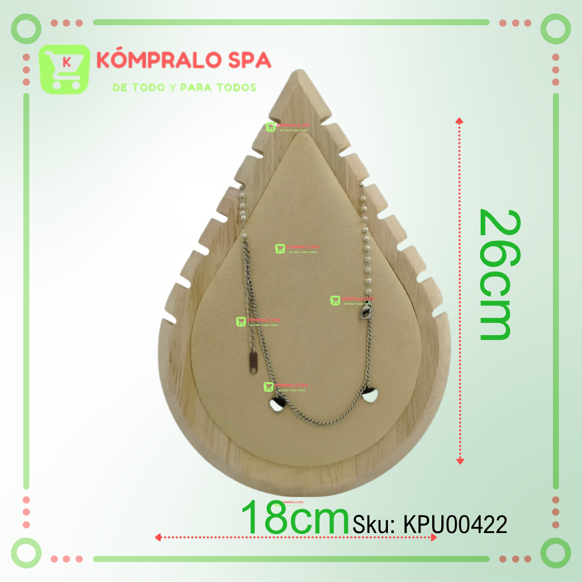 85 Exhibidor De Collar Madera Tipo Gota 7 Niveles Terciopelo Beige 26cm - Imagen 8