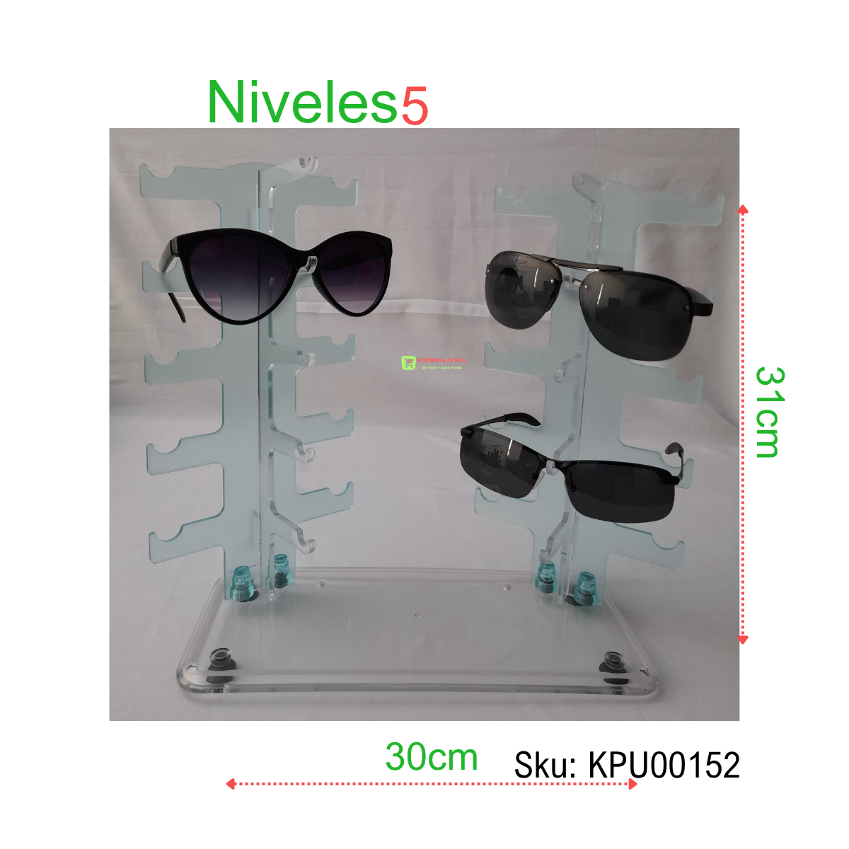 31 Exhibidor de Lentes Plastico/Acrilico 5 Niveles Celeste - Imagen 1