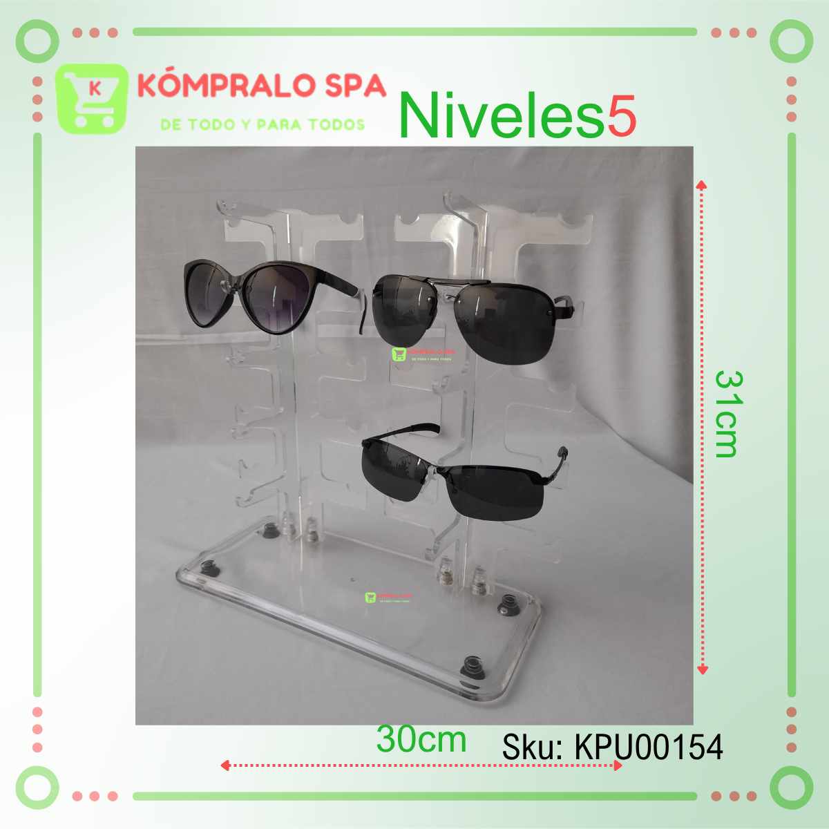 40 Exhibidor De Lentes Plástico/Acrilico 5 Niveles Transparente - Imagen 2