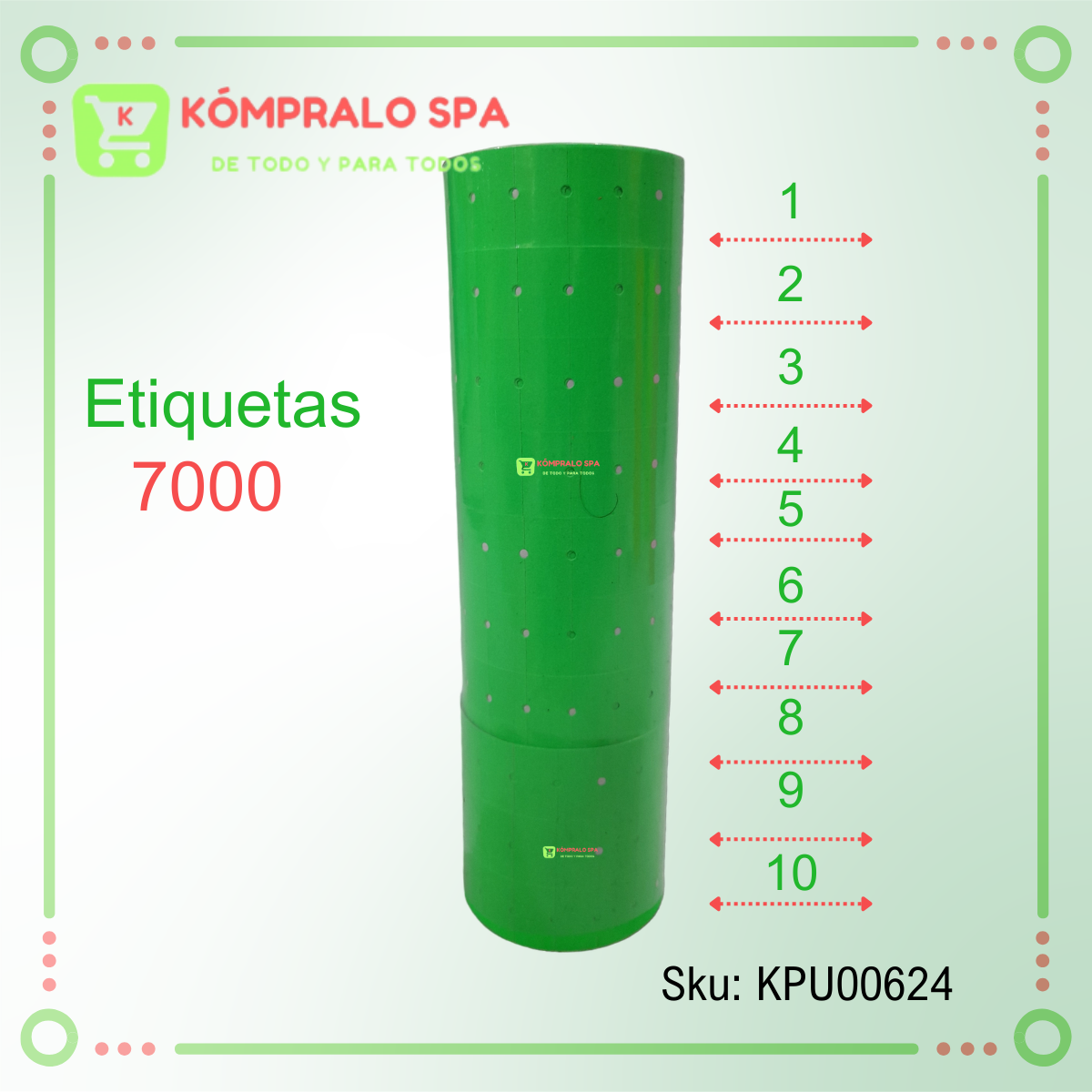 10 10 Rollos Etiqueta De Papel Autoadhesiva De Precio Verde 21mmx12mm Para Pistola MX-5500 - Imagen 3