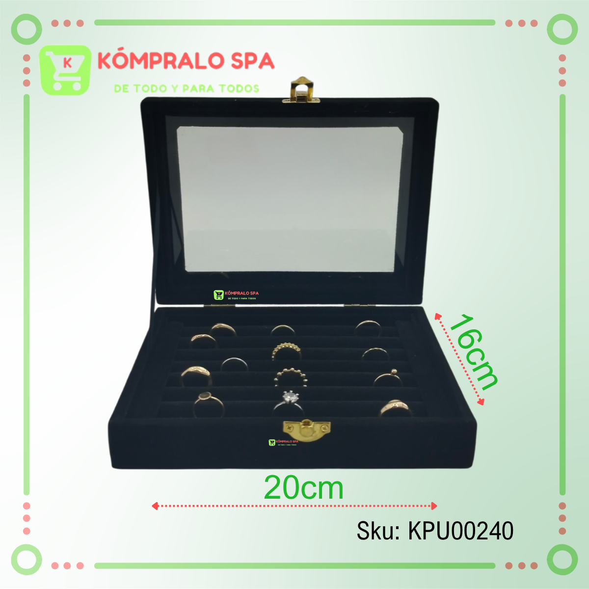 169 Exhibidor De Anillos Con Tapa Negro 20cm - Imagen 9