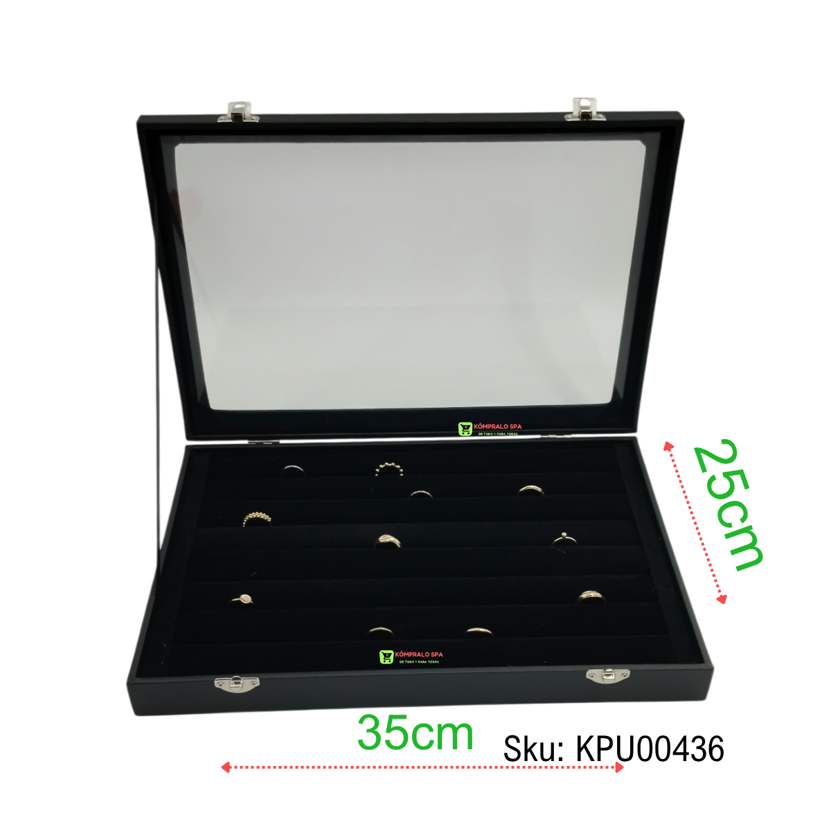 190 Exhibidor de Anillos Con Tapa Negro 35cm - Imagen 1