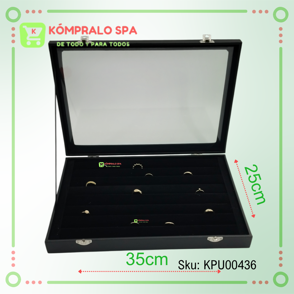 191 Exhibidor de Anillos Con Tapa Negro 35cm - Imagen 2