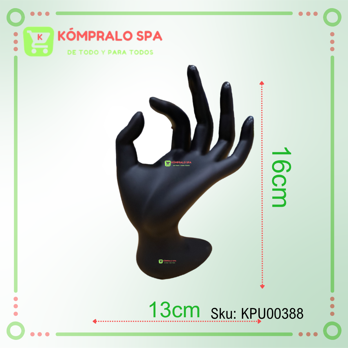 232 Mano Chica Exhibidora de Anillos Plastico Negro - Imagen 3