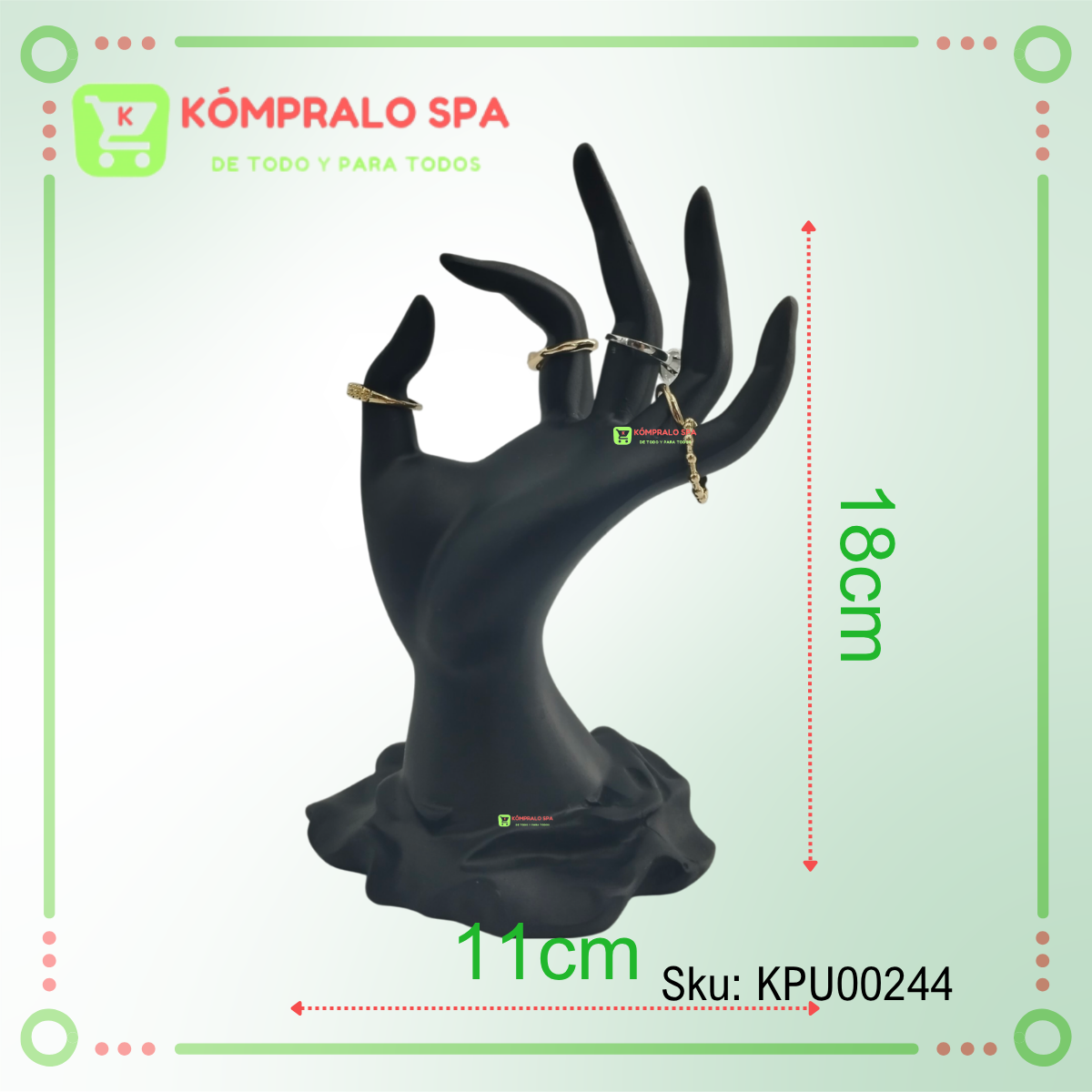 254 Mano Exhibidora De Anillos Cerámica Negro - Imagen 3