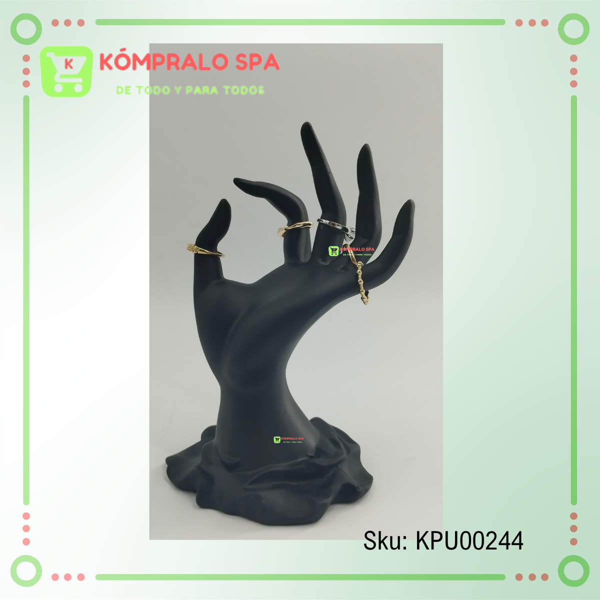 255 Mano Exhibidora De Anillos Cerámica Negro - Imagen 5