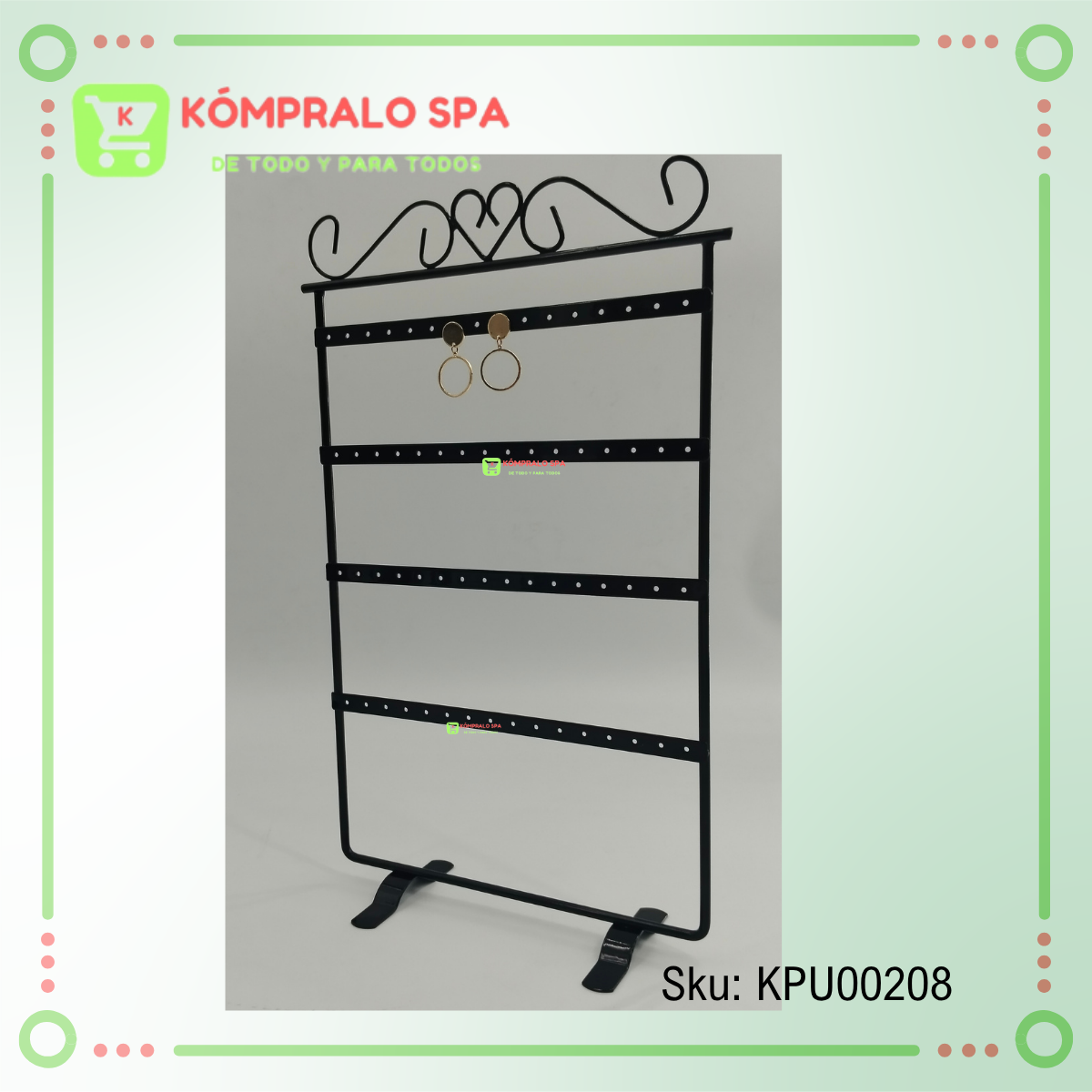 338 Exhibidor De Aros Zarcillos Metal Negro 36 Pares - Imagen 5