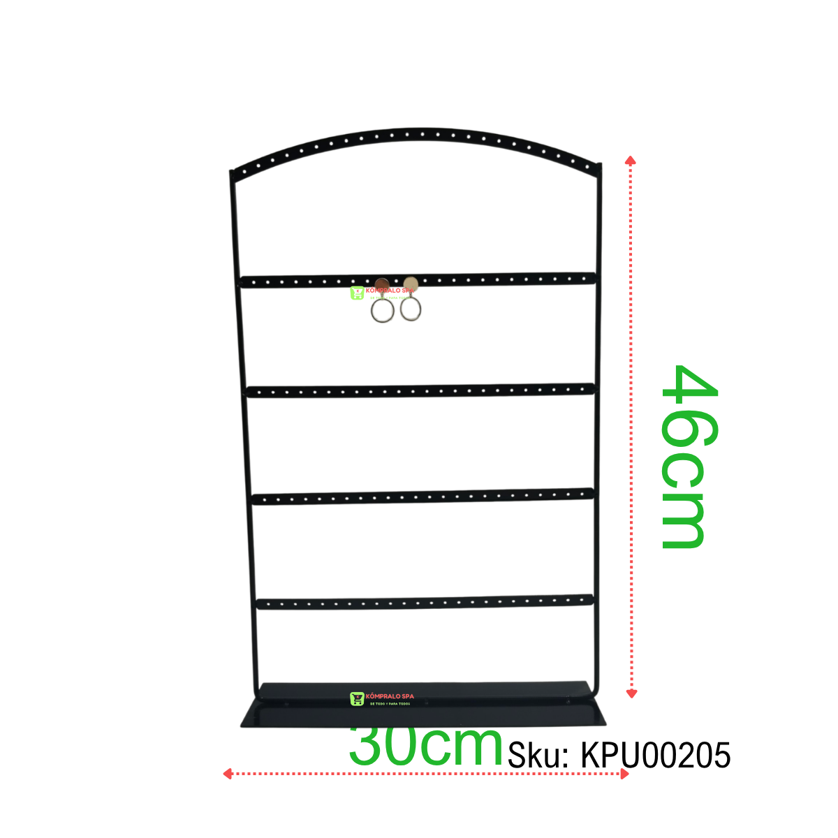 357 Exhibidor De Aros Zarcillos Metal Negro 60 Pares - Imagen 1