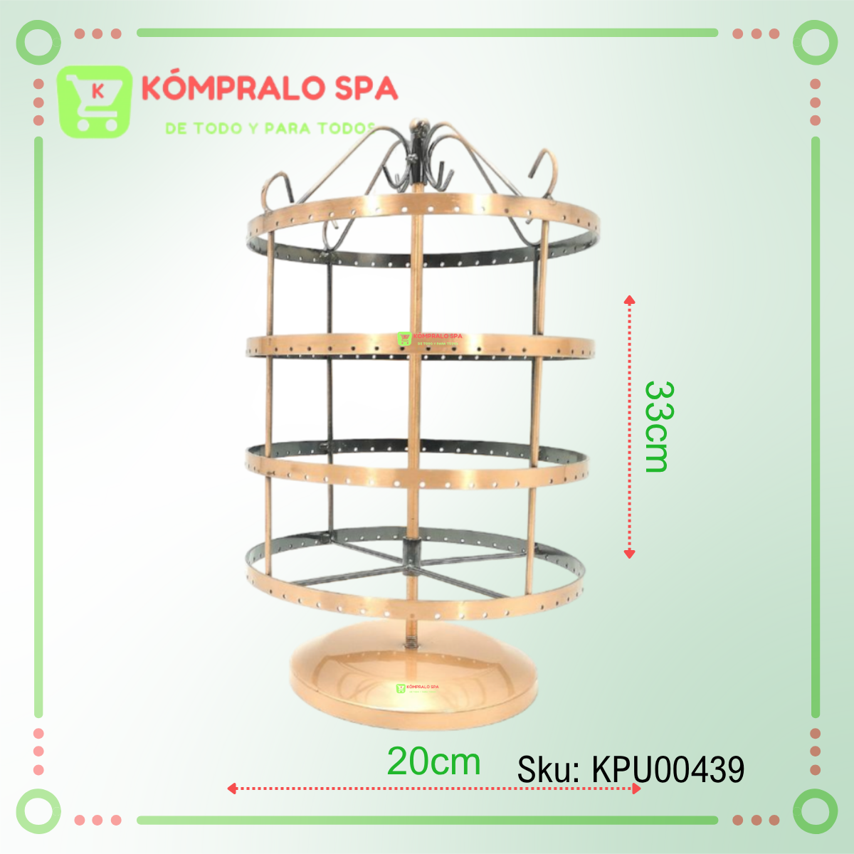411 Exhibidor Giratorio De Aros o Zarcillos 4 Niveles Cobre 33cm - Imagen 3