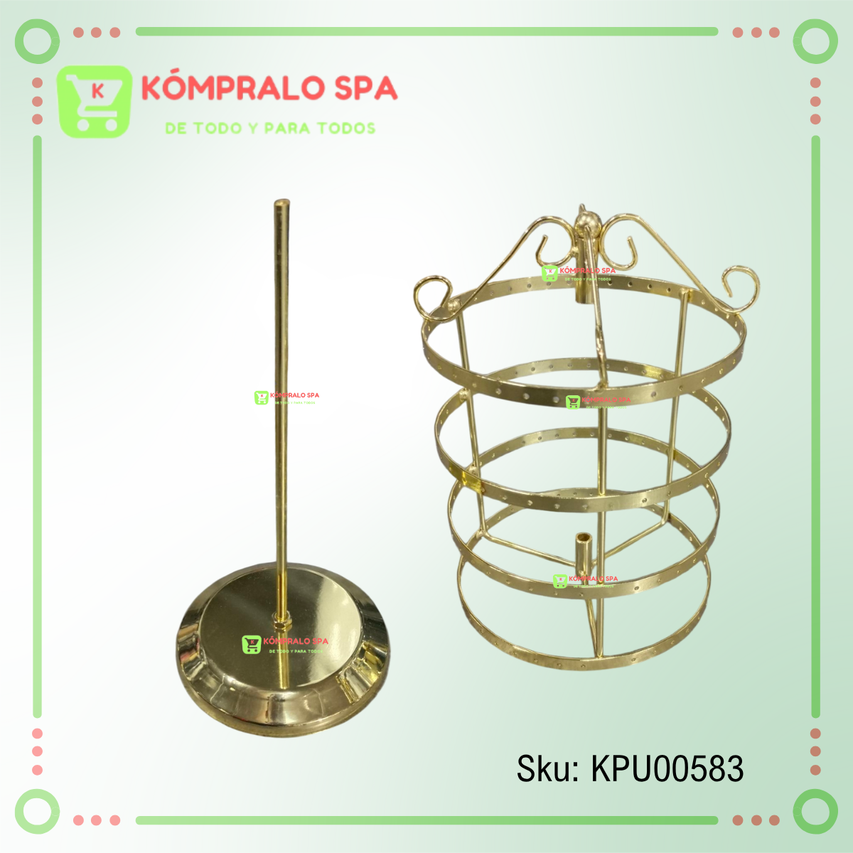 6 Exhibidor Giratorio De Aros o Zarcillos 4 Niveles Dorado 34cm - Imagen 3