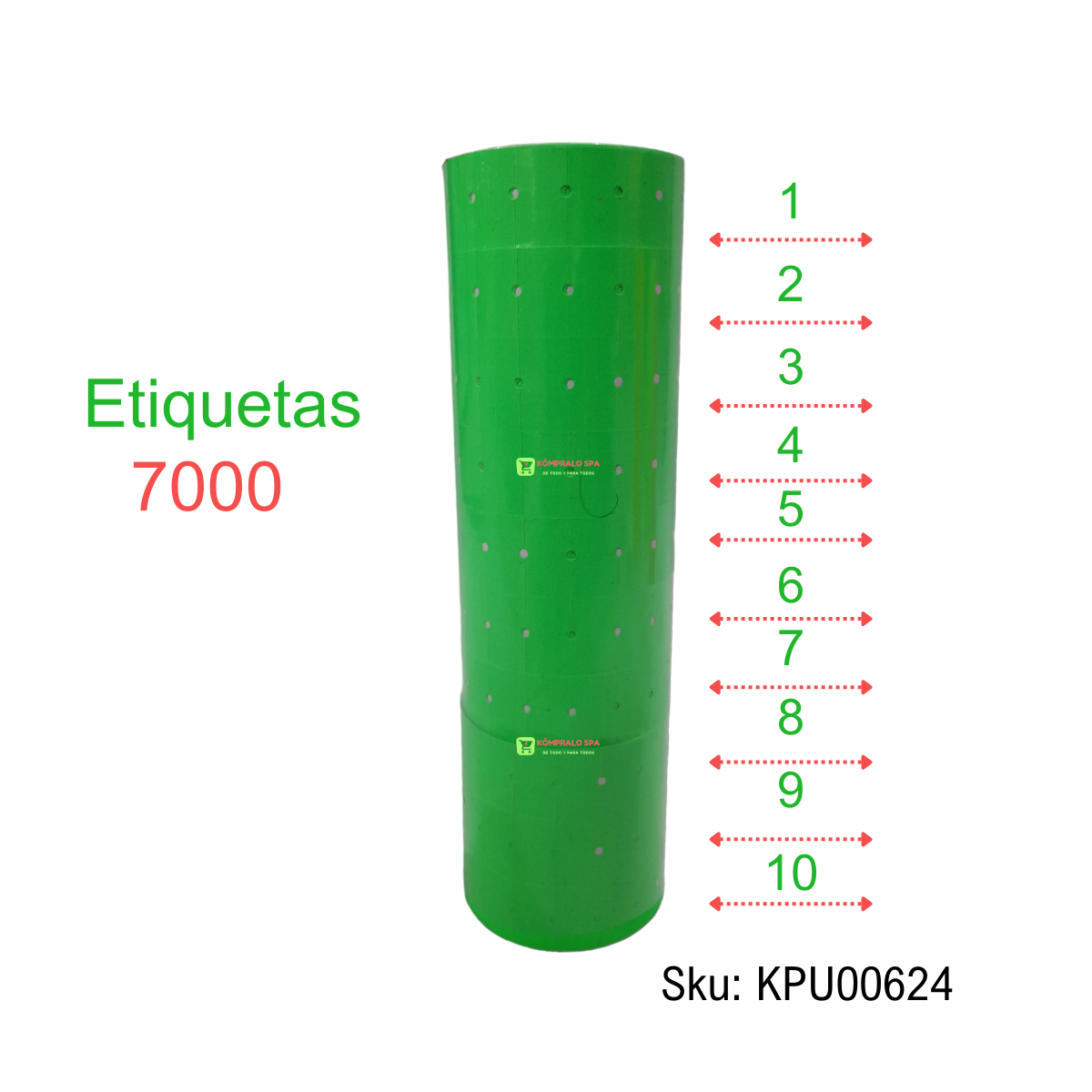9 10 Rollos Etiqueta De Papel Autoadhesiva De Precio Verde 21mmx12mm Para Pistola MX-5500 - Imagen 1