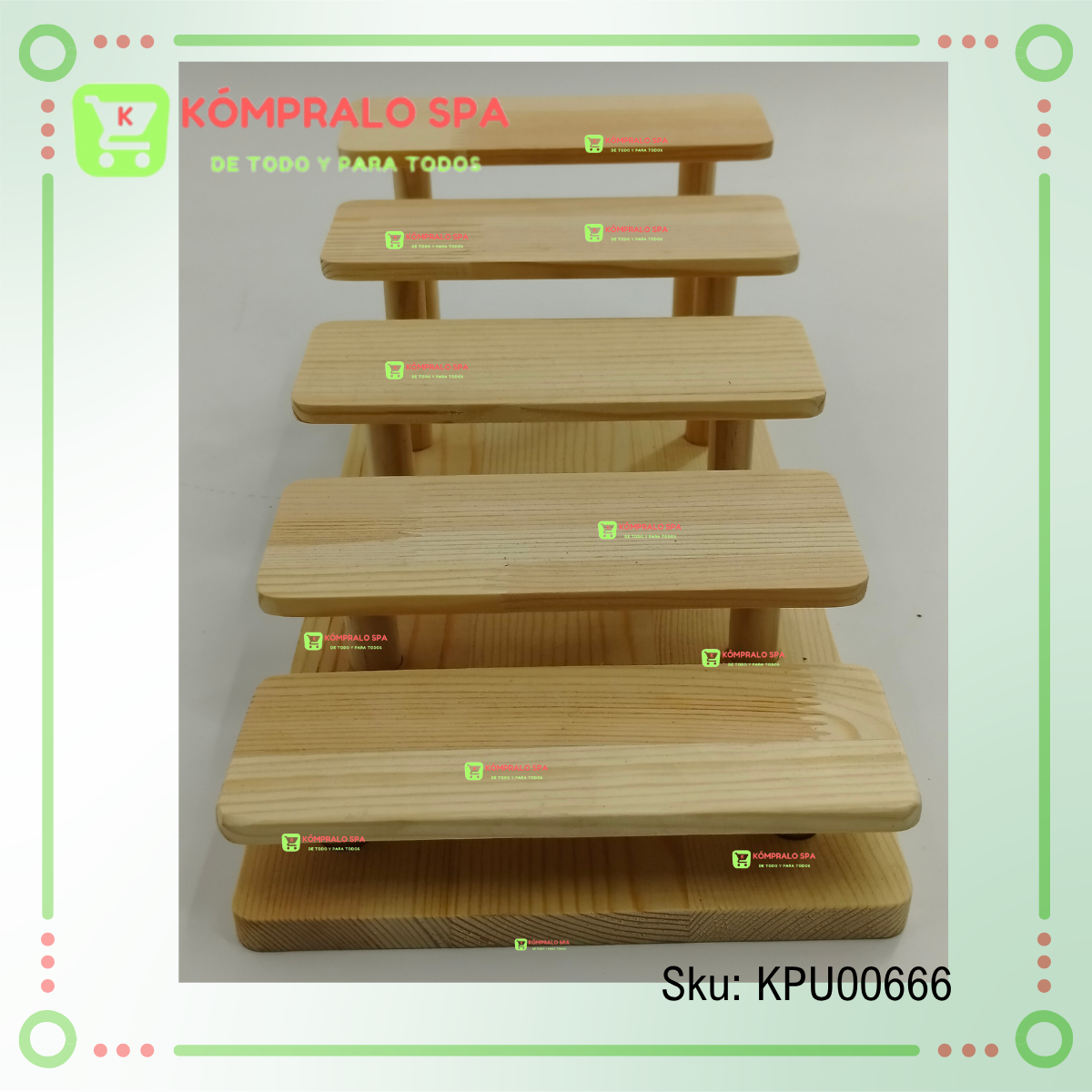 107 Alzador Exhibidor de Joyas Accesorios De Madera 5 Escalones Beige KY - Imagen 6