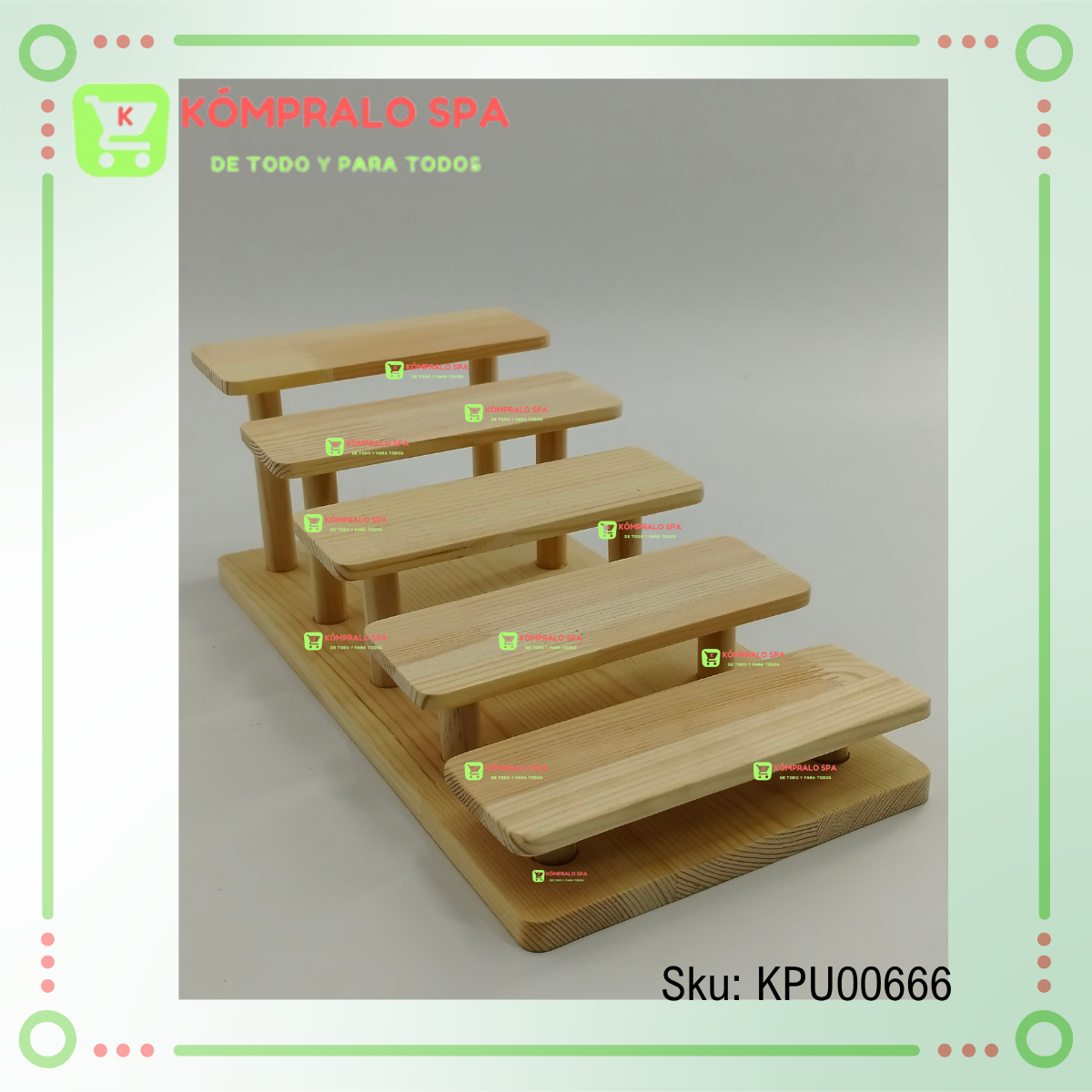 108 Alzador Exhibidor de Joyas Accesorios De Madera 5 Escalones Beige KY - Imagen 3