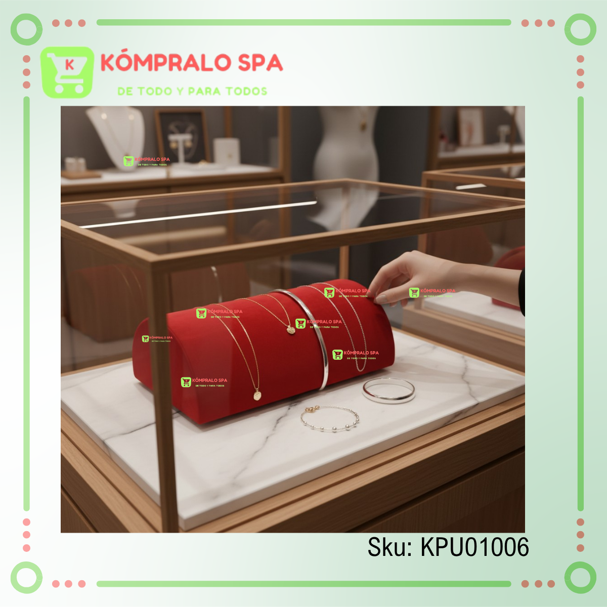 133 Almohada Exhibidora Candenas Collares Esclavas tobilleras Terciopelo Rojo 22cm Ky - Imagen 9