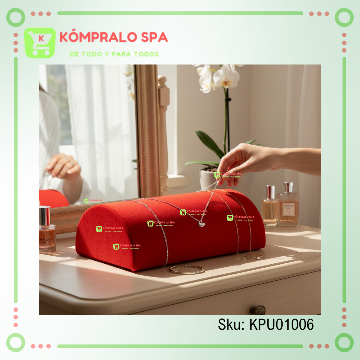 134 Almohada Exhibidora Candenas Collares Esclavas tobilleras Terciopelo Rojo 22cm Ky - Imagen 2
