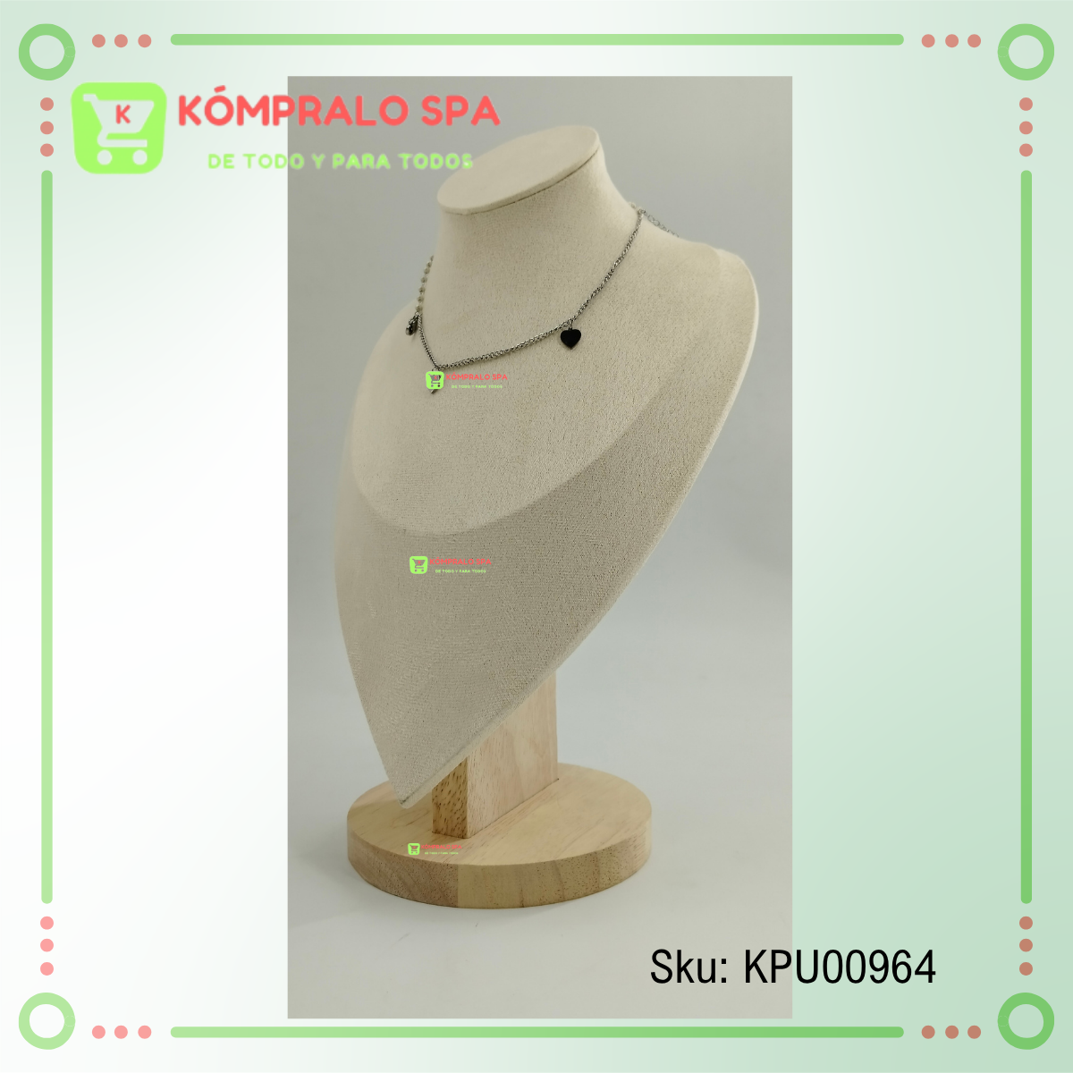 137 Exhibidor De Collar Cadenas Terciopelo Beige Base Madera 30cm - Imagen 7