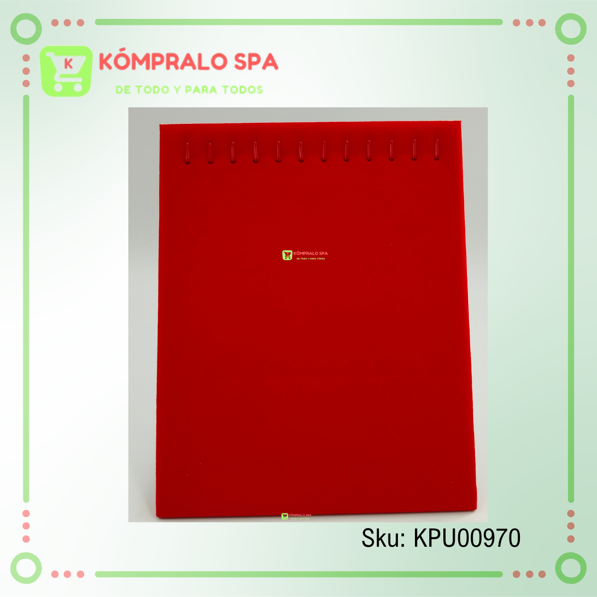 151 Exhibidor de Collar Cadenas Terciopleo Rojo 12 Collares 25.5cm - Imagen 6