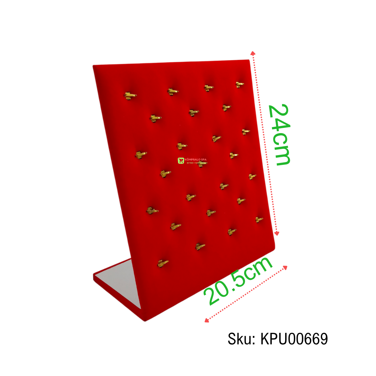 191 Exhibidor De Dijes y Pircing 25 Unidades Terciopelo Rojo 24cm - Imagen 1