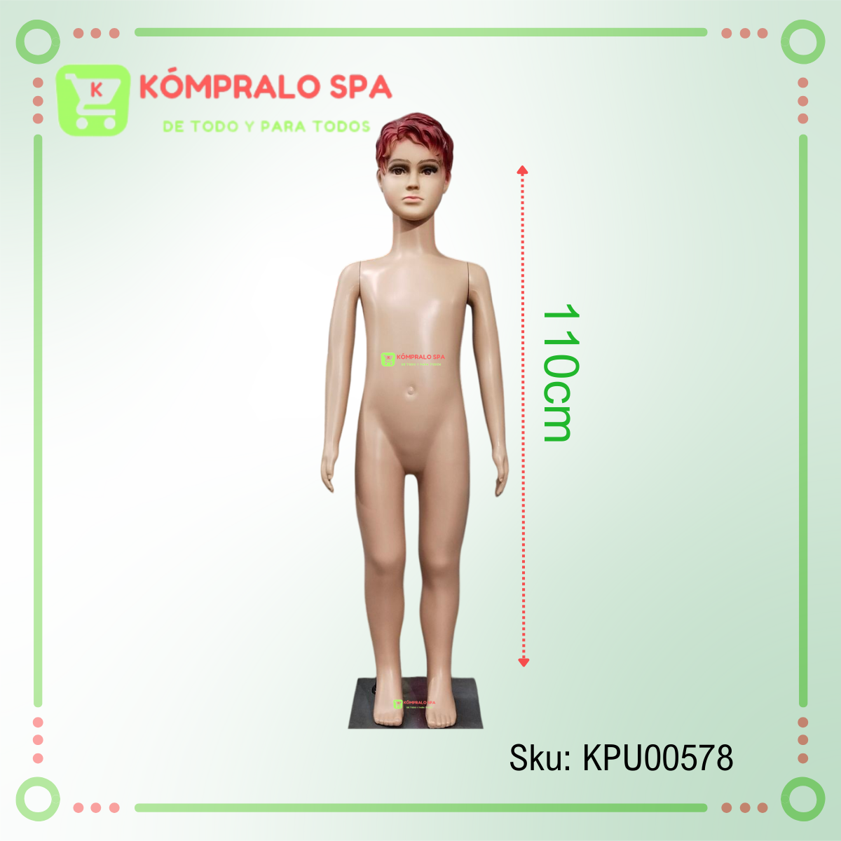 194 Cuerpo Entero Niño Con Cabello Rojo Plástico Beige 110cm - Imagen 7