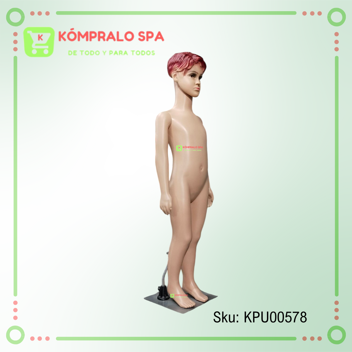 195 Cuerpo Entero Niño Con Cabello Rojo Plástico Beige 110cm - Imagen 2