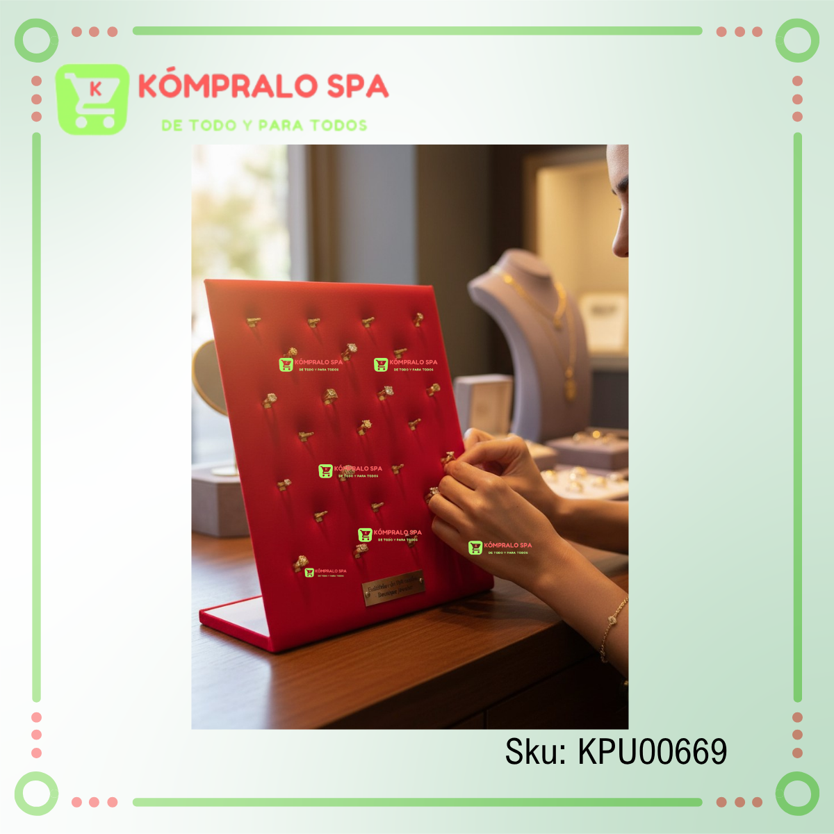 197 Exhibidor De Dijes y Pircing 25 Unidades Terciopelo Rojo 24cm - Imagen 2