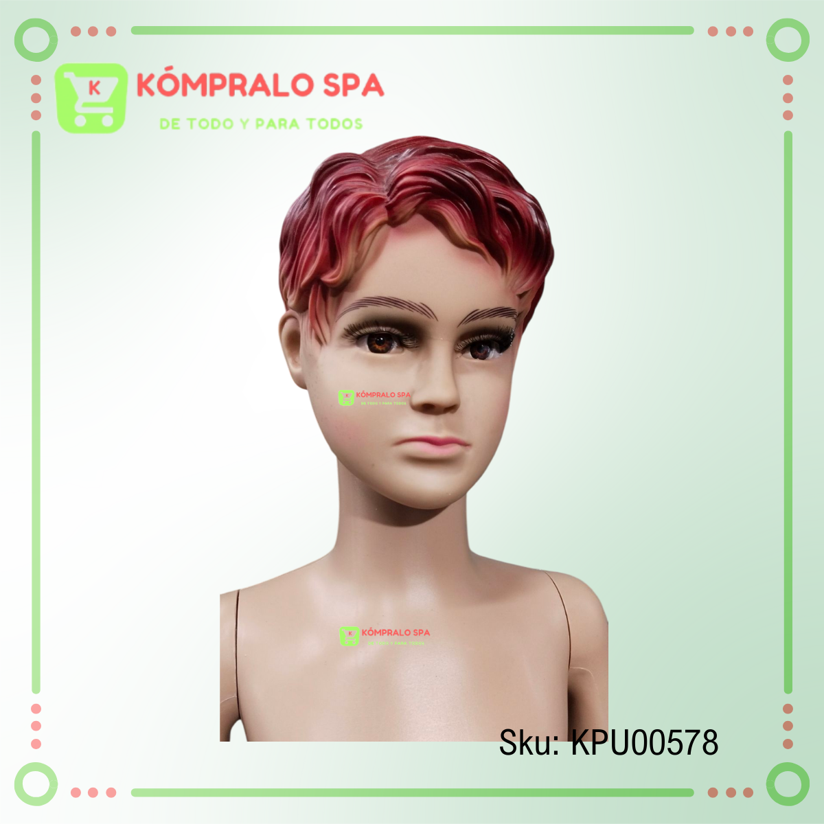 199 Cuerpo Entero Niño Con Cabello Rojo Plástico Beige 110cm - Imagen 6