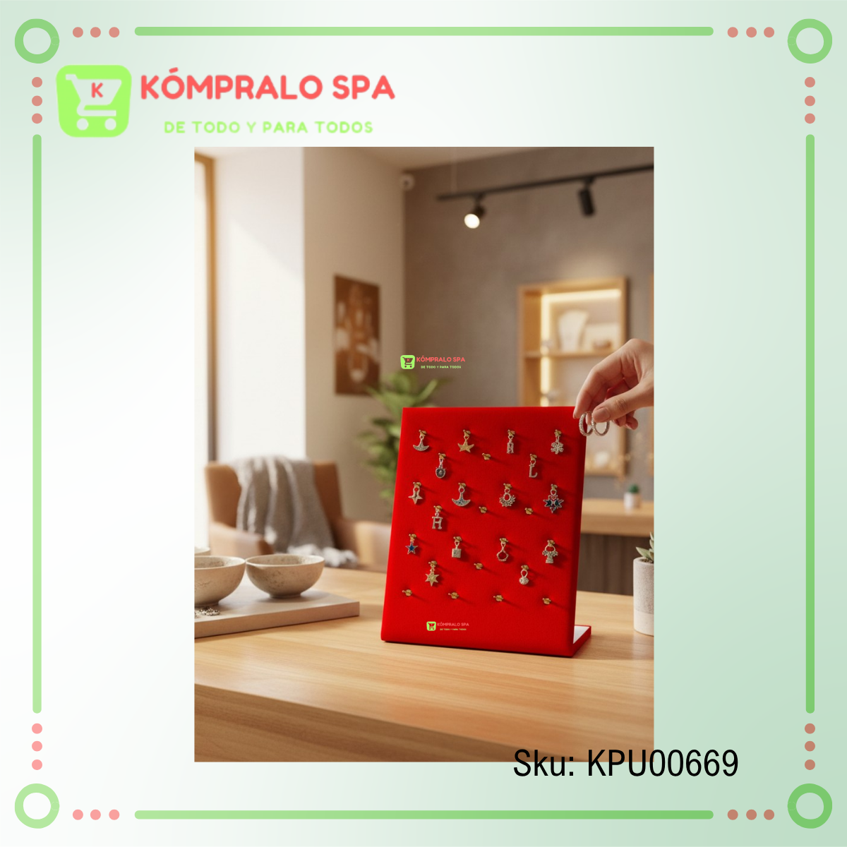 201 Exhibidor De Dijes y Pircing 25 Unidades Terciopelo Rojo 24cm - Imagen 7