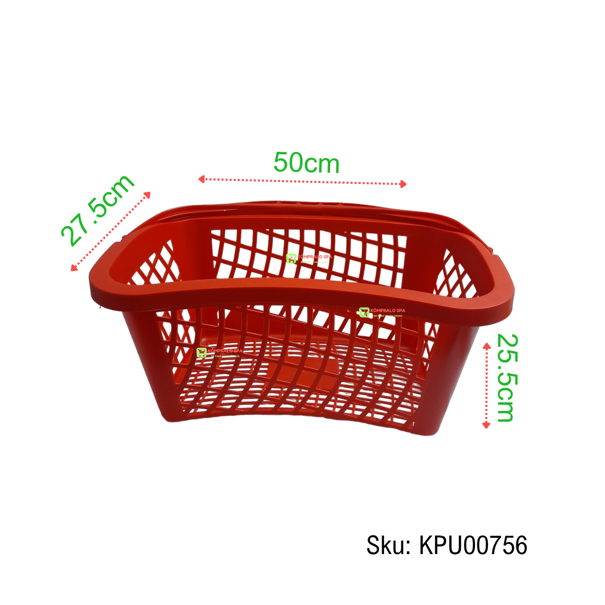 217 Canasto Plastico Sin Ruedas ROJO Semi Ovalado 50cm Cesta De Compras Para Supermercado HT - Imagen 1