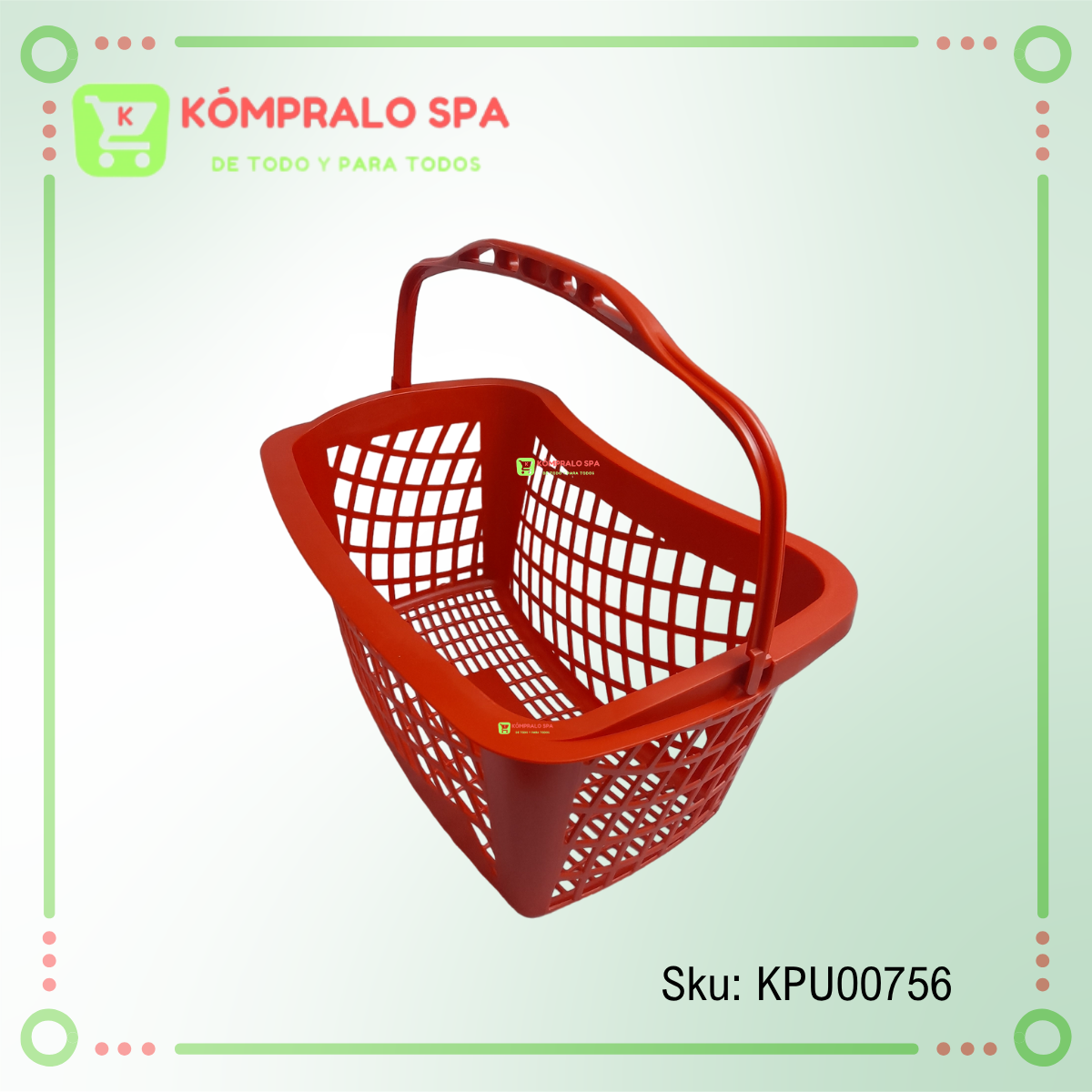 219 Canasto Plastico Sin Ruedas ROJO Semi Ovalado 50cm Cesta De Compras Para Supermercado HT - Imagen 2