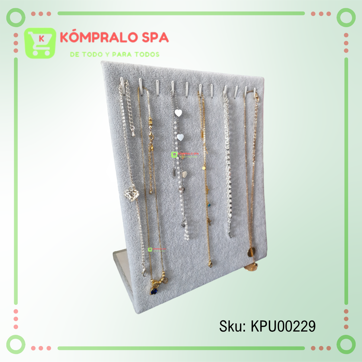 232 Exhibidor De Collar Cadenas Terciopelo Gris 11 Collares 25.5cm - Imagen 6