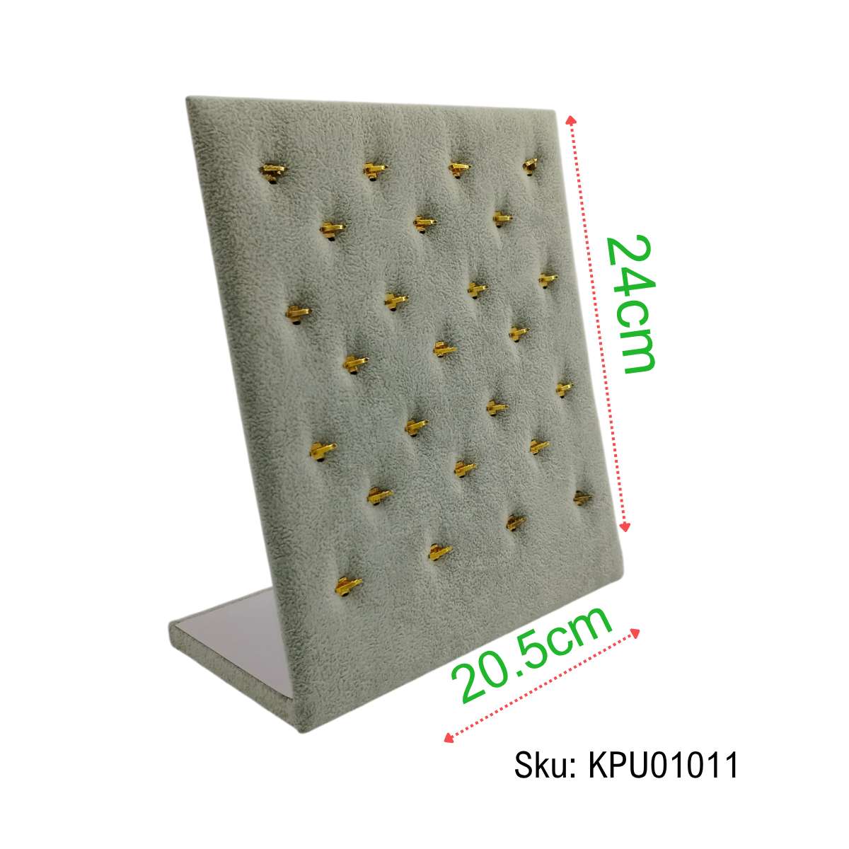 262 Exhibidor De Dijes y Pircing 25 Unidades Terciopelo Gris 24cm - Imagen 1