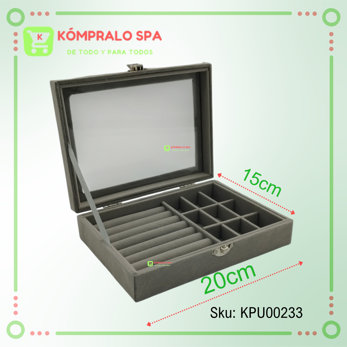 307 Exhibidor De Aros Zarcillos Anillos Dijes Gris Con Tapa 20cm - Imagen 3