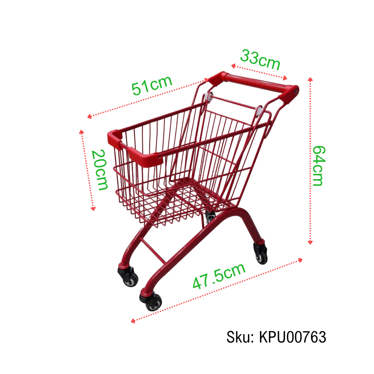 307 Carro Metal Supermercado Niño Rojo 64x51cm - Imagen 1