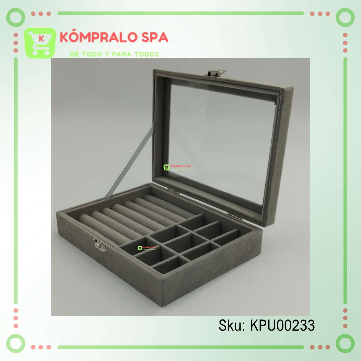 308 Exhibidor De Aros Zarcillos Anillos Dijes Gris Con Tapa 20cm - Imagen 6