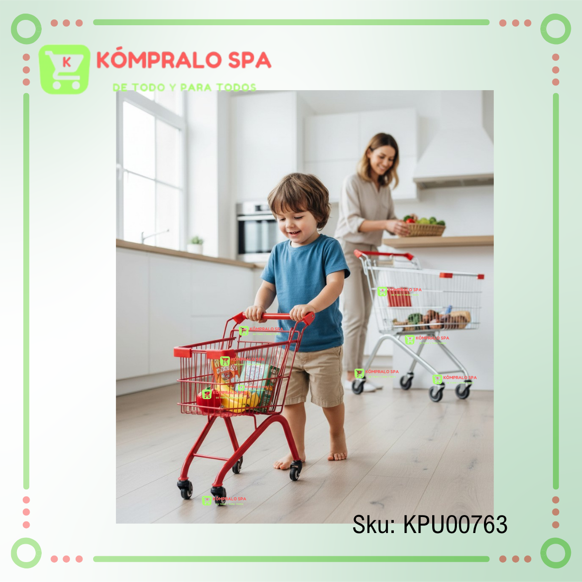 315 Carro Metal Supermercado Niño Rojo 64x51cm - Imagen 10