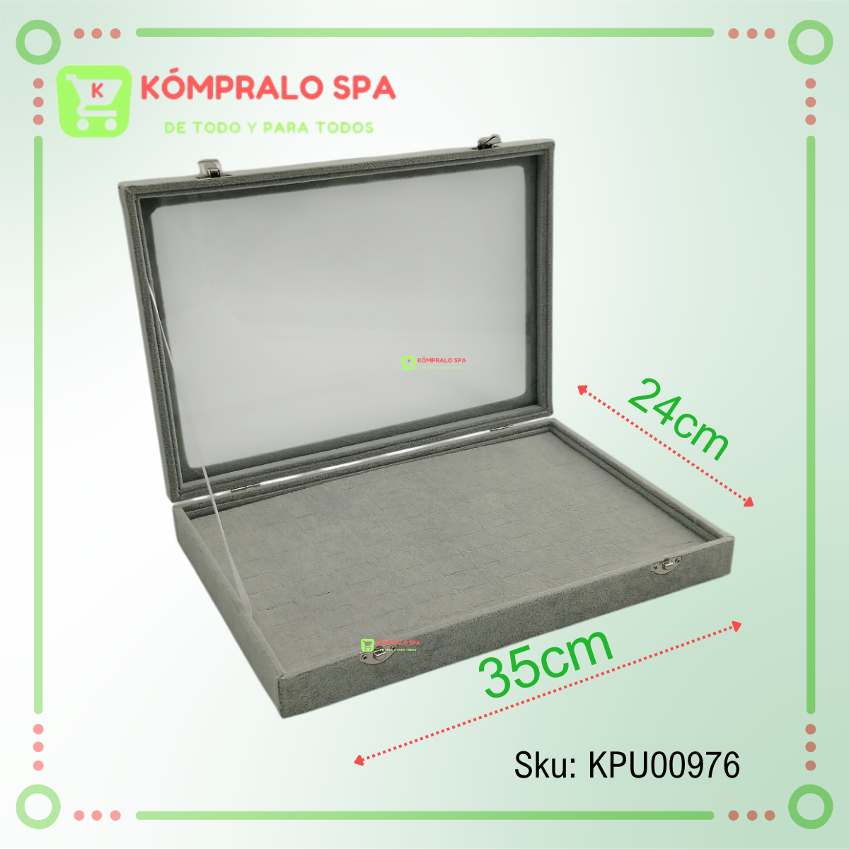 318 Exhibidor de Anillos Con Tapa Terciopelo Gris 35cm KY - Imagen 3