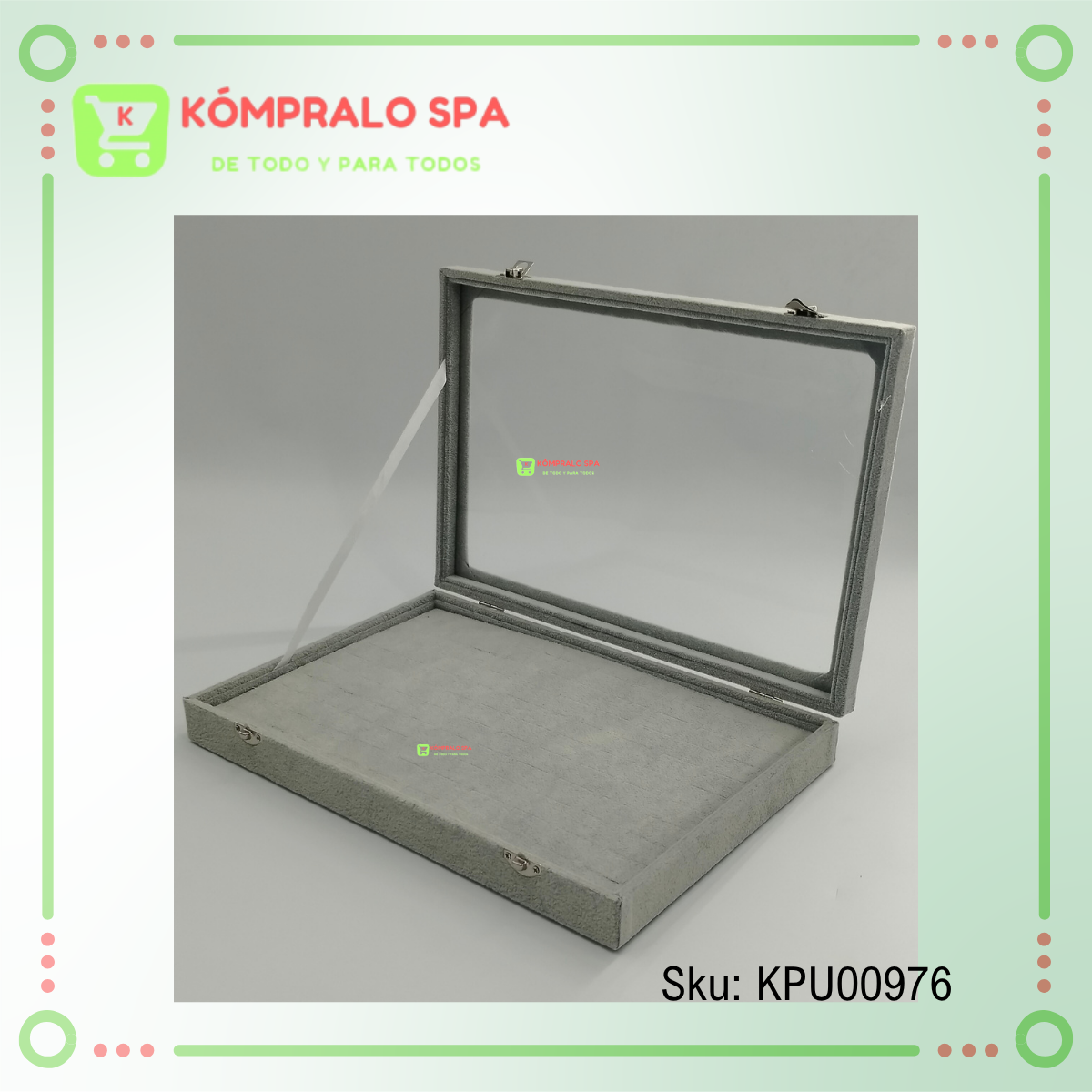 319 Exhibidor de Anillos Con Tapa Terciopelo Gris 35cm KY - Imagen 6