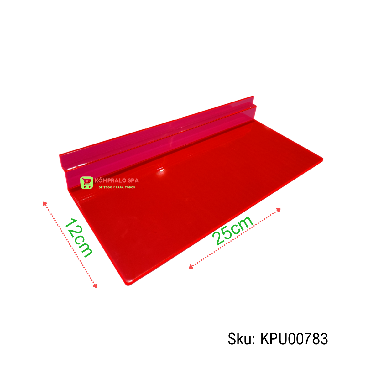 335 Exhibidor Acrílico RECTO Para Zapatos Panel Rack Naranja Tipo Rojo 25cm - Imagen 1