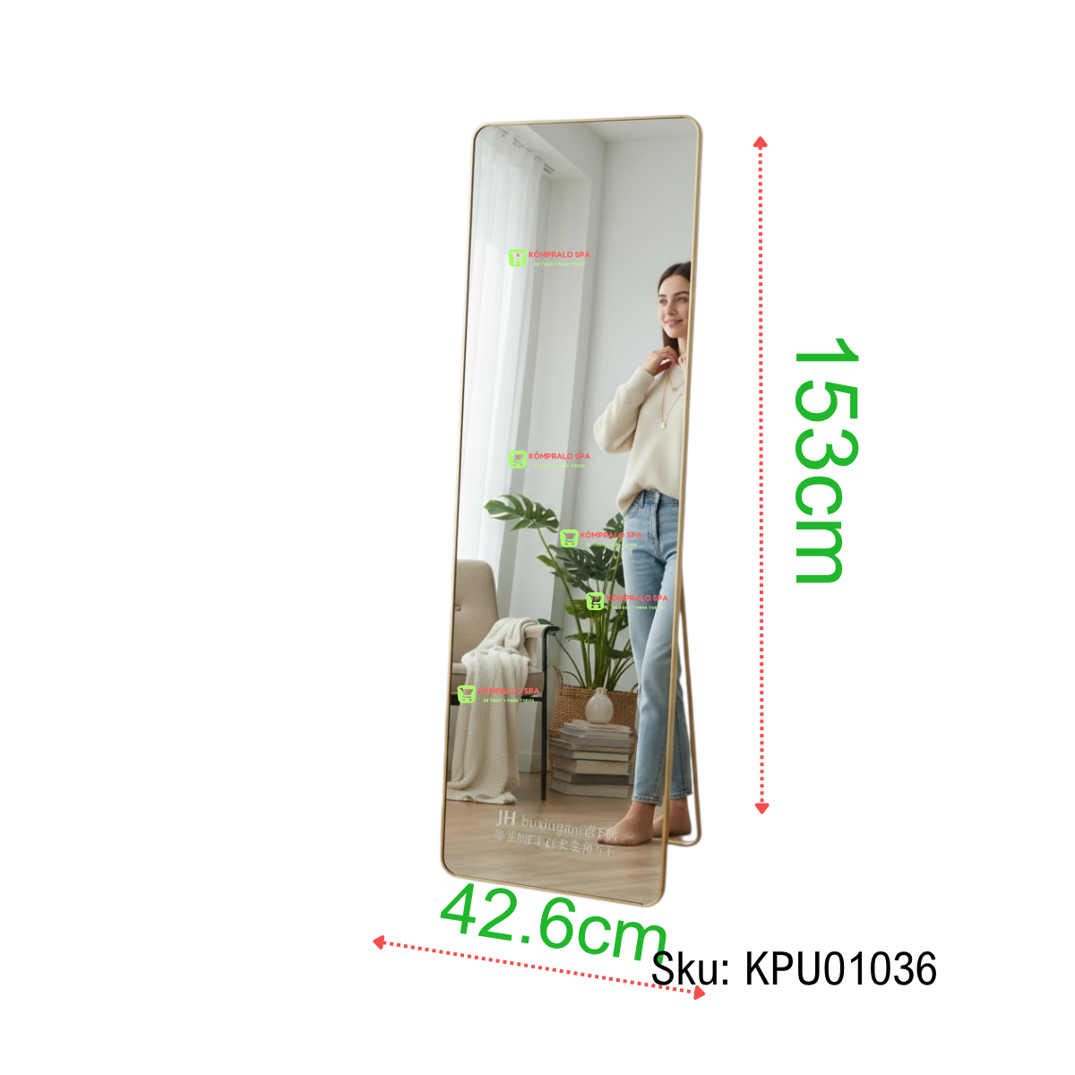 39 Espejo De Pie Dorado Rectangular 153x42.6cm - Imagen 1