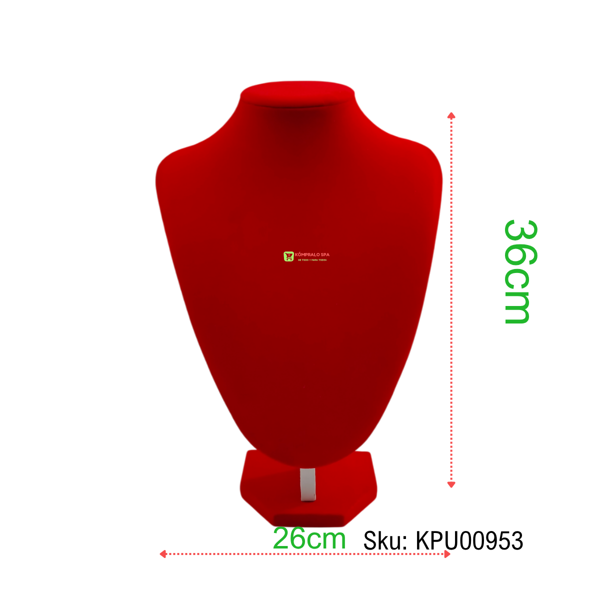 49 Exhibidor De Collar Cadenas Terciopelo Rojo 36cm - Imagen 1