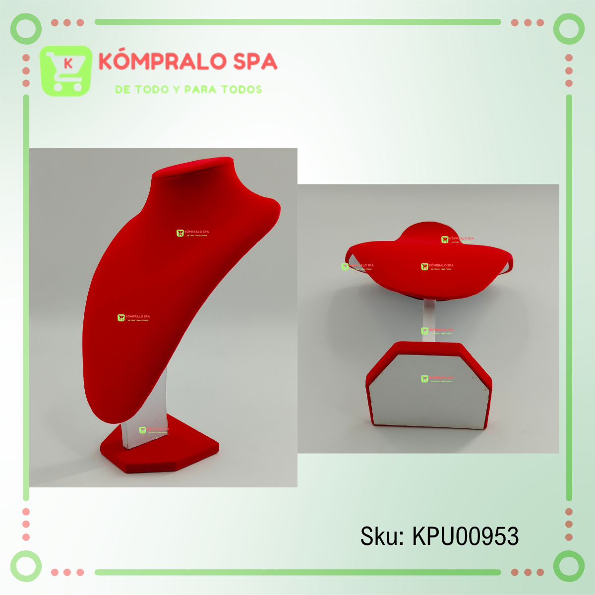 52 Exhibidor De Collar Cadenas Terciopelo Rojo 36cm - Imagen 5