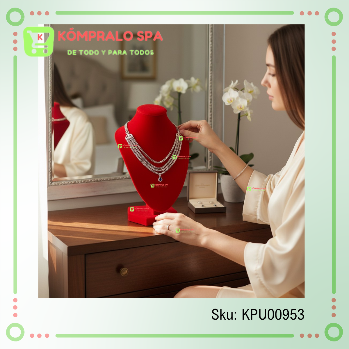 57 Exhibidor De Collar Cadenas Terciopelo Rojo 36cm - Imagen 8