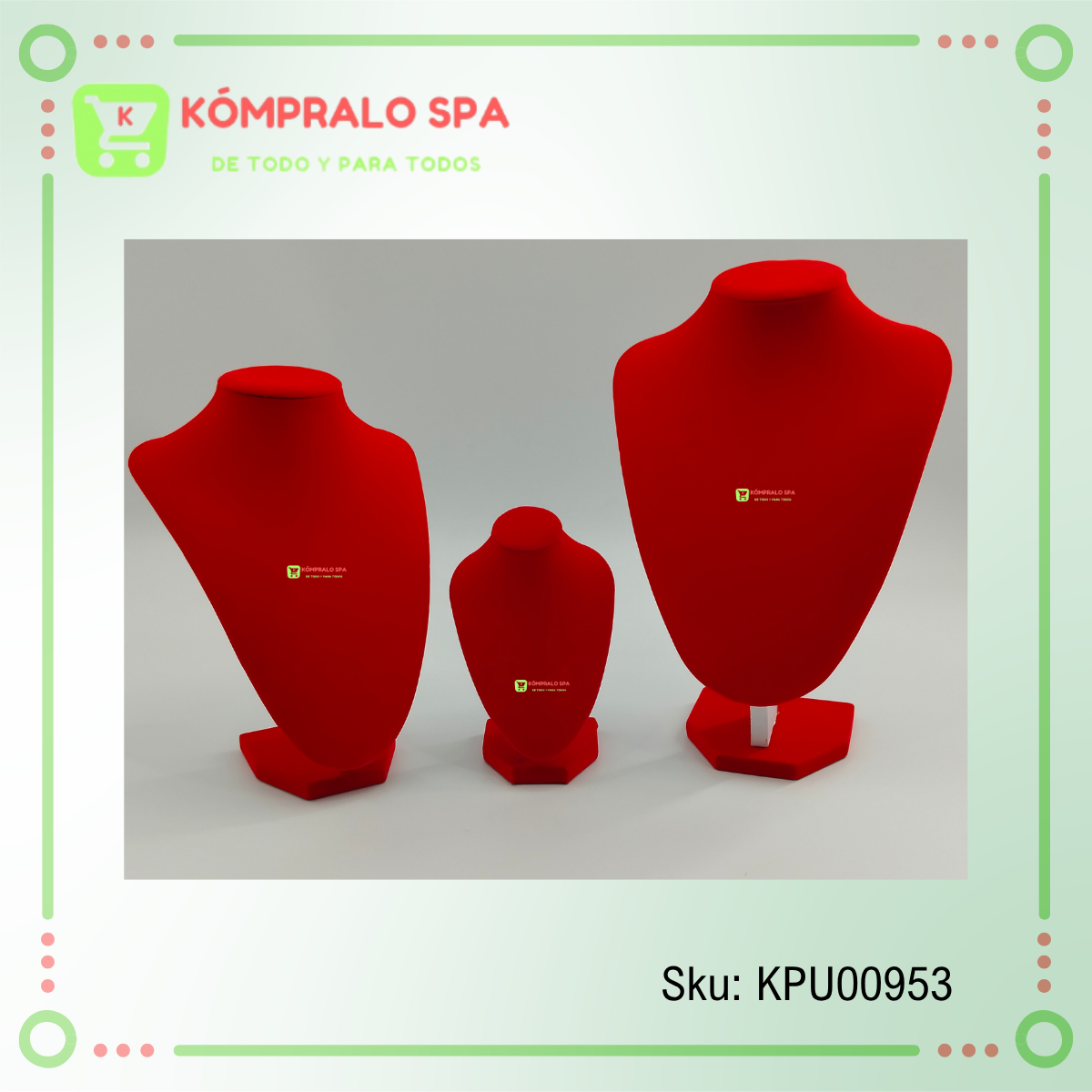 58 Exhibidor De Collar Cadenas Terciopelo Rojo 36cm - Imagen 9