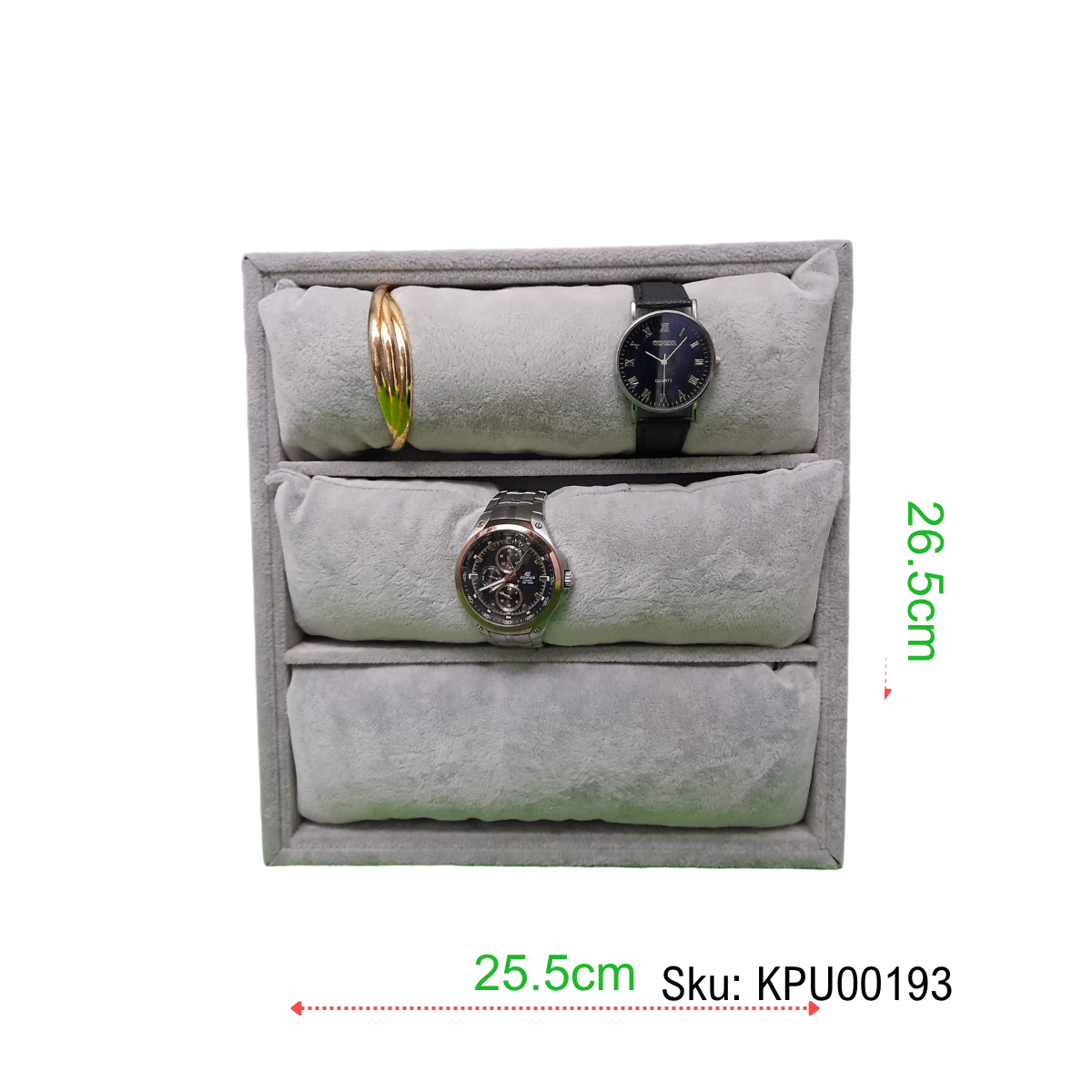 73 Exhibidor Pulseras Relojes Terciopelo Gris Rectangular - Imagen 1
